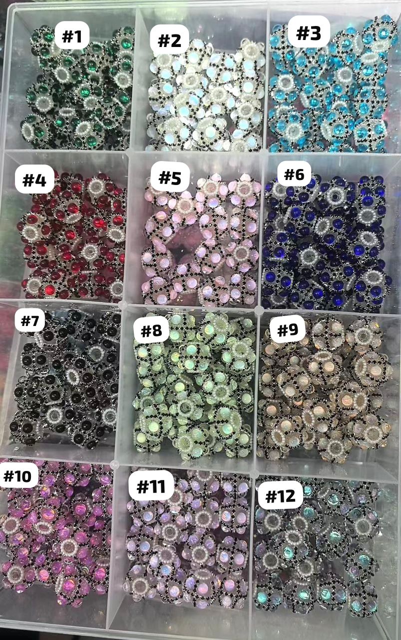 transparent acrylic base bead fancy bubble beads ornament with black rhinestone chain and colors bubble stone ,random mix