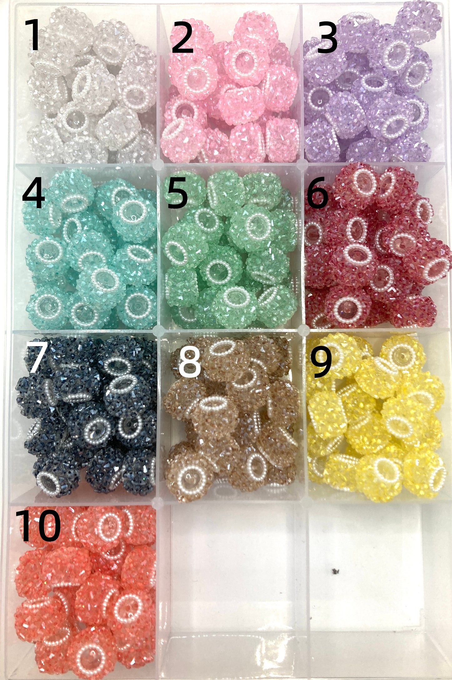 Fancy acrylic crystal beads Heart crystal Shining crystal Pearl gasket beads Random Mix