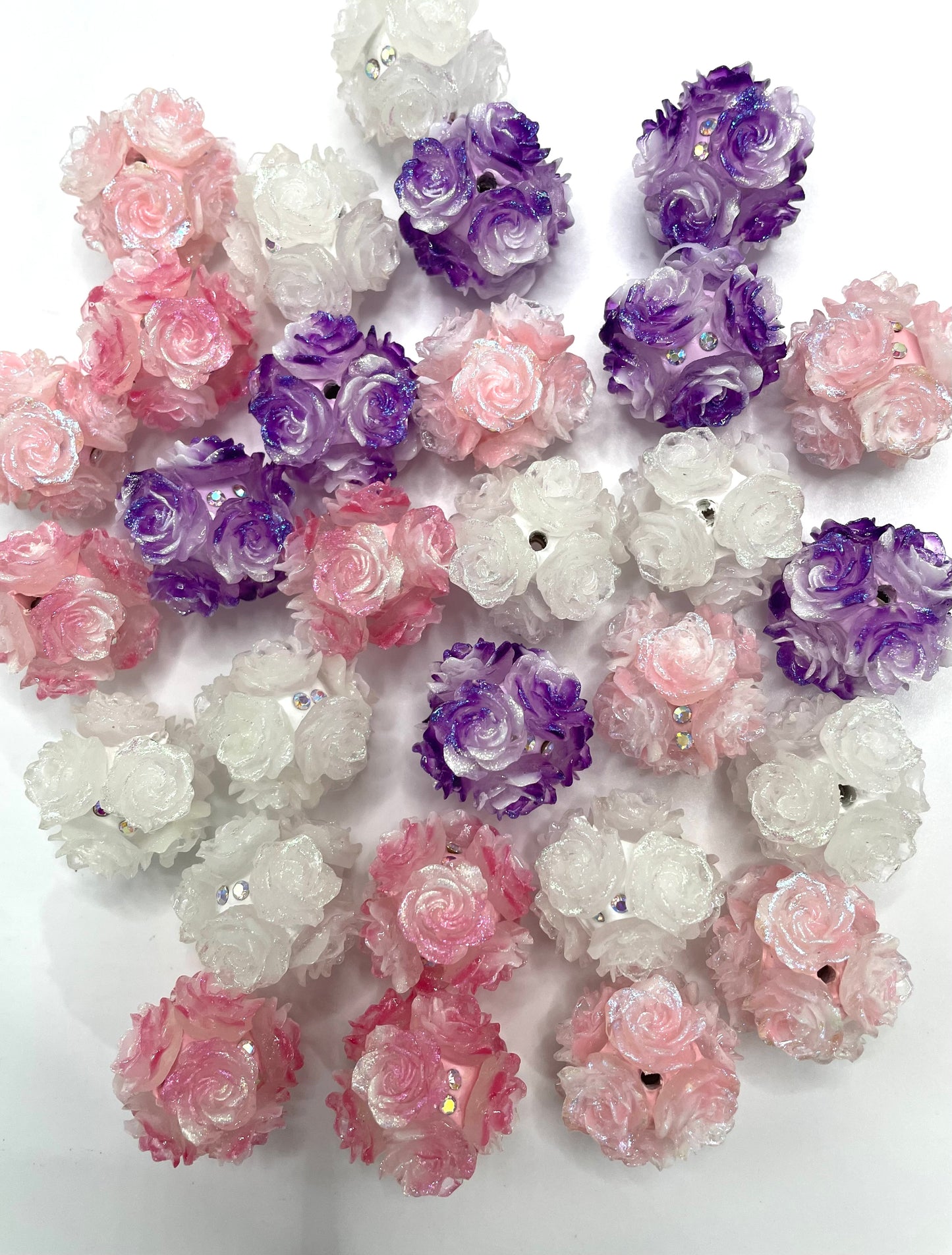 diy beads diy soft flower bead ornaments with rhinestone,colored ,random mix