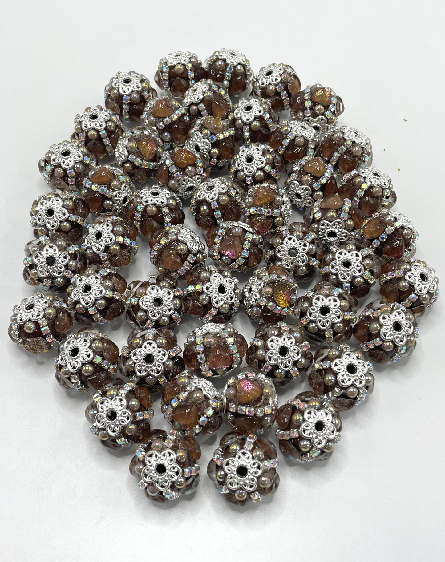 Fancy Beads mirror Heart Chain and bubble Metal gasket Beads Random Mix 20mm