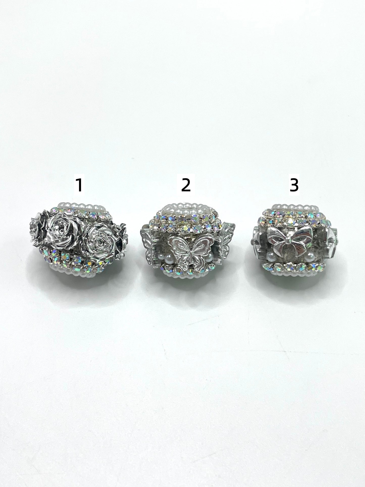 Fancy Beads Heart and Butterflies and bow ties and flowers Acrylic beads Silver series beads Rhinestone Chain Beads 18mm Random Mix