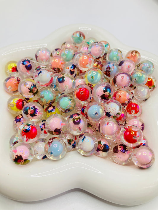 Acrylic beads mochichi Toy character beading Sugar-coated beads Double-layer beads 16mm Random Mix