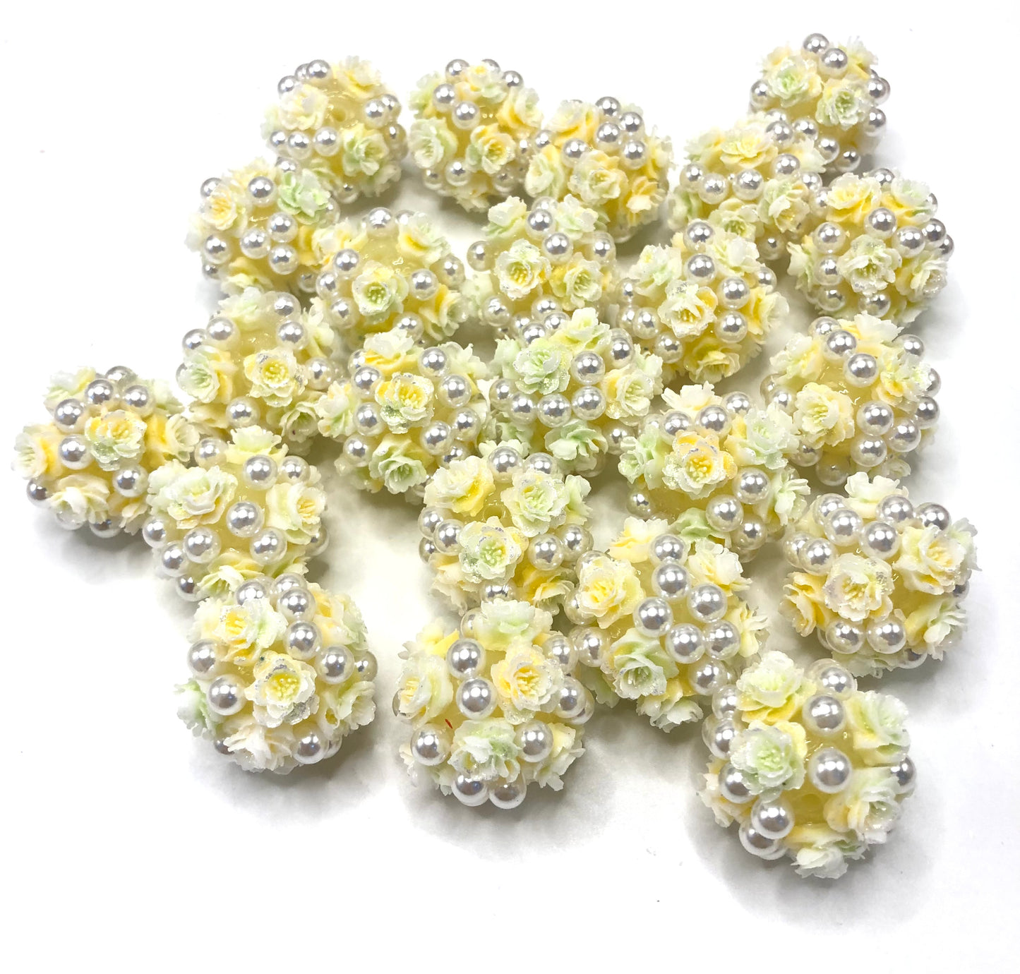 acrylic base bead soft rose flower ornament with peral colored ,random mix