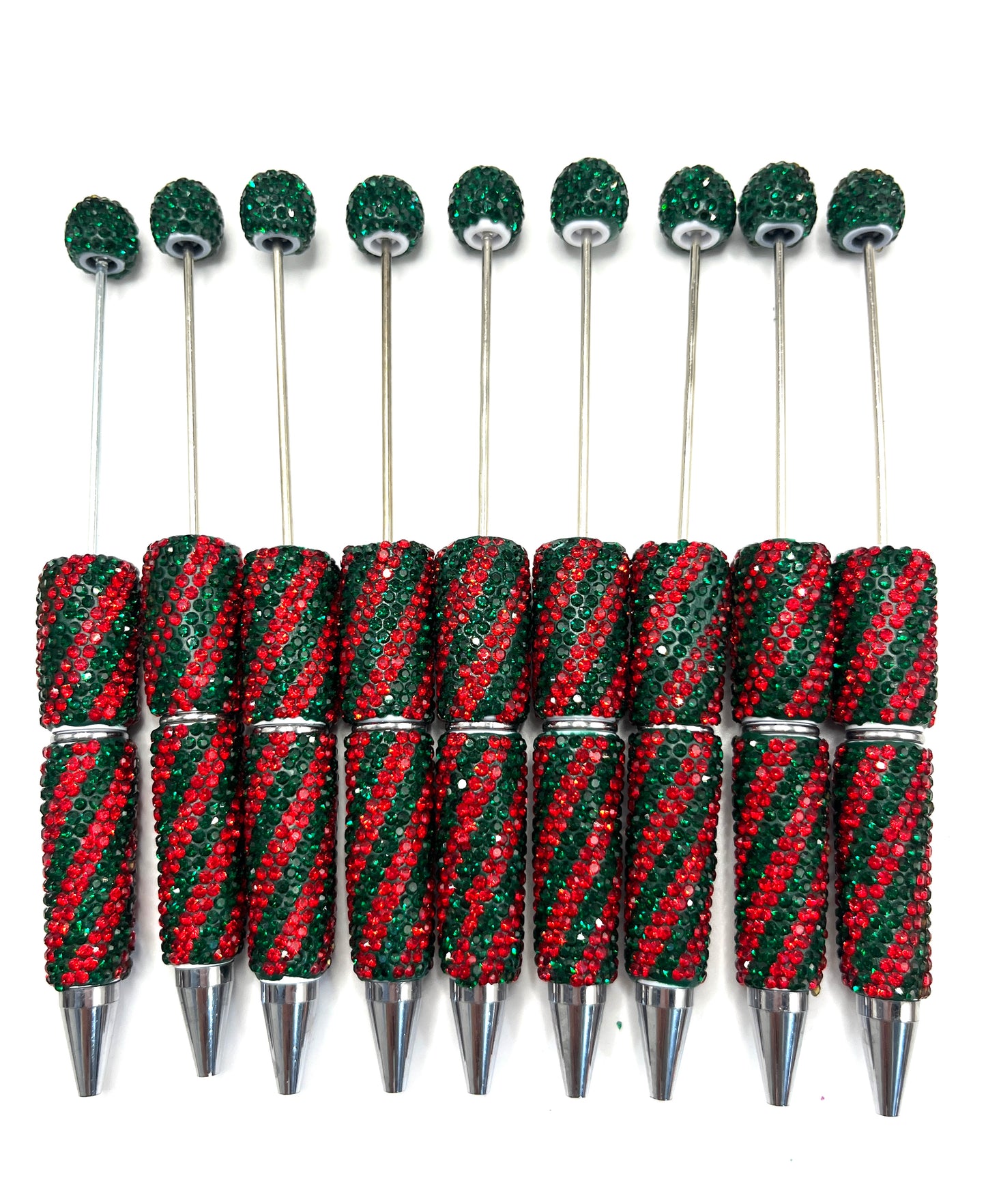 Diagonal strip fancy rhinestone pen Christmas vibe colors pen colored ,random mix