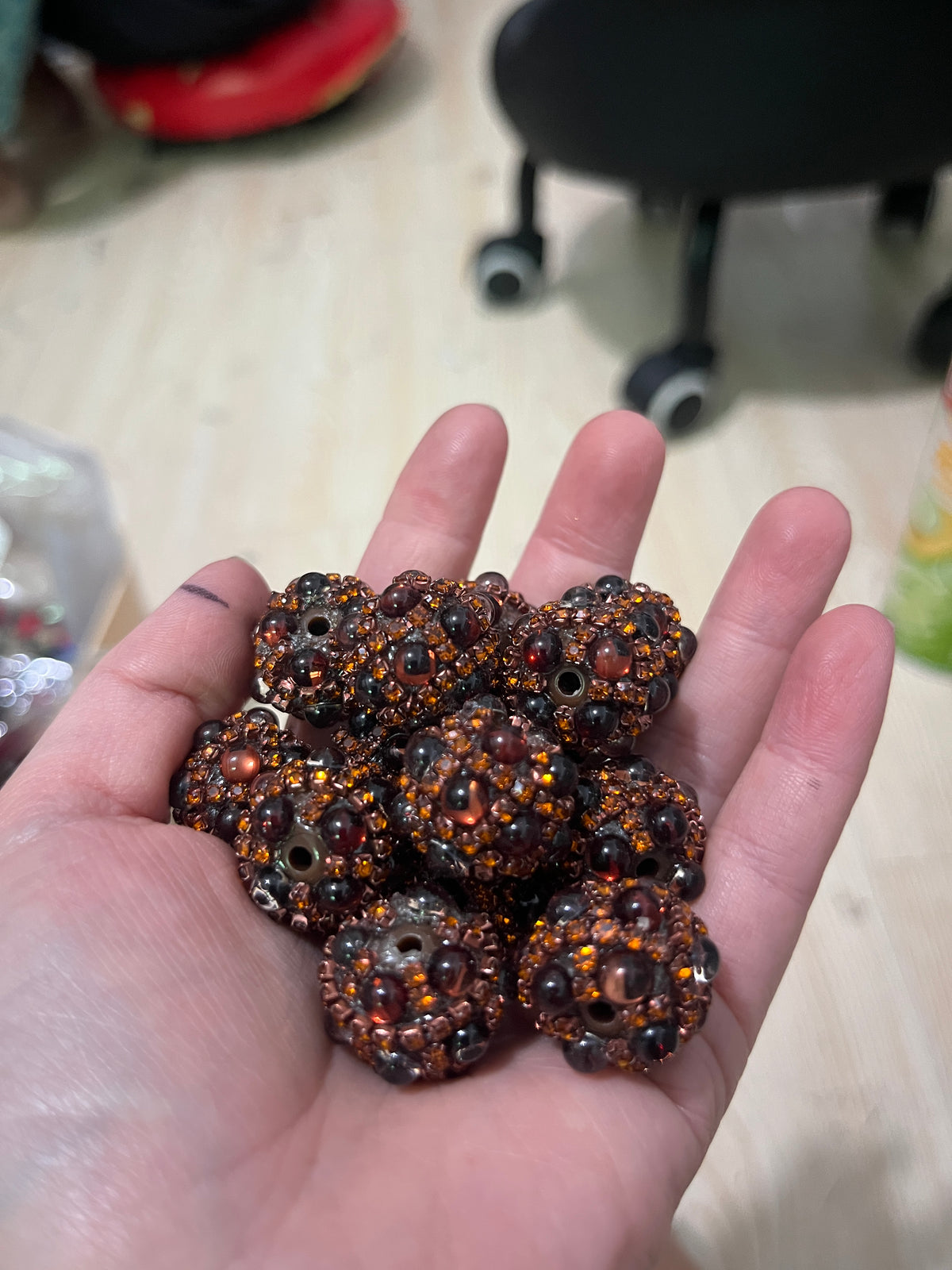 DIY beaded beadable fancy beads deep brwon color random mix