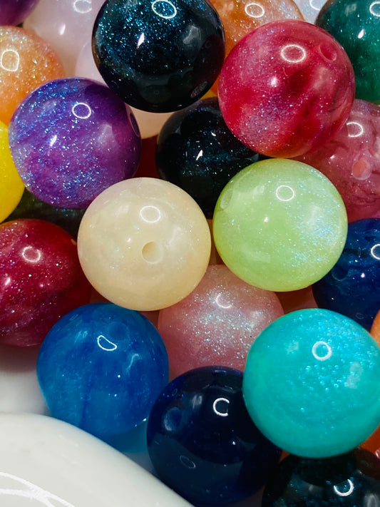 Acrylic beads glitter Shining acrylic beaded strings Flowing gem beads 16mm Random Mix