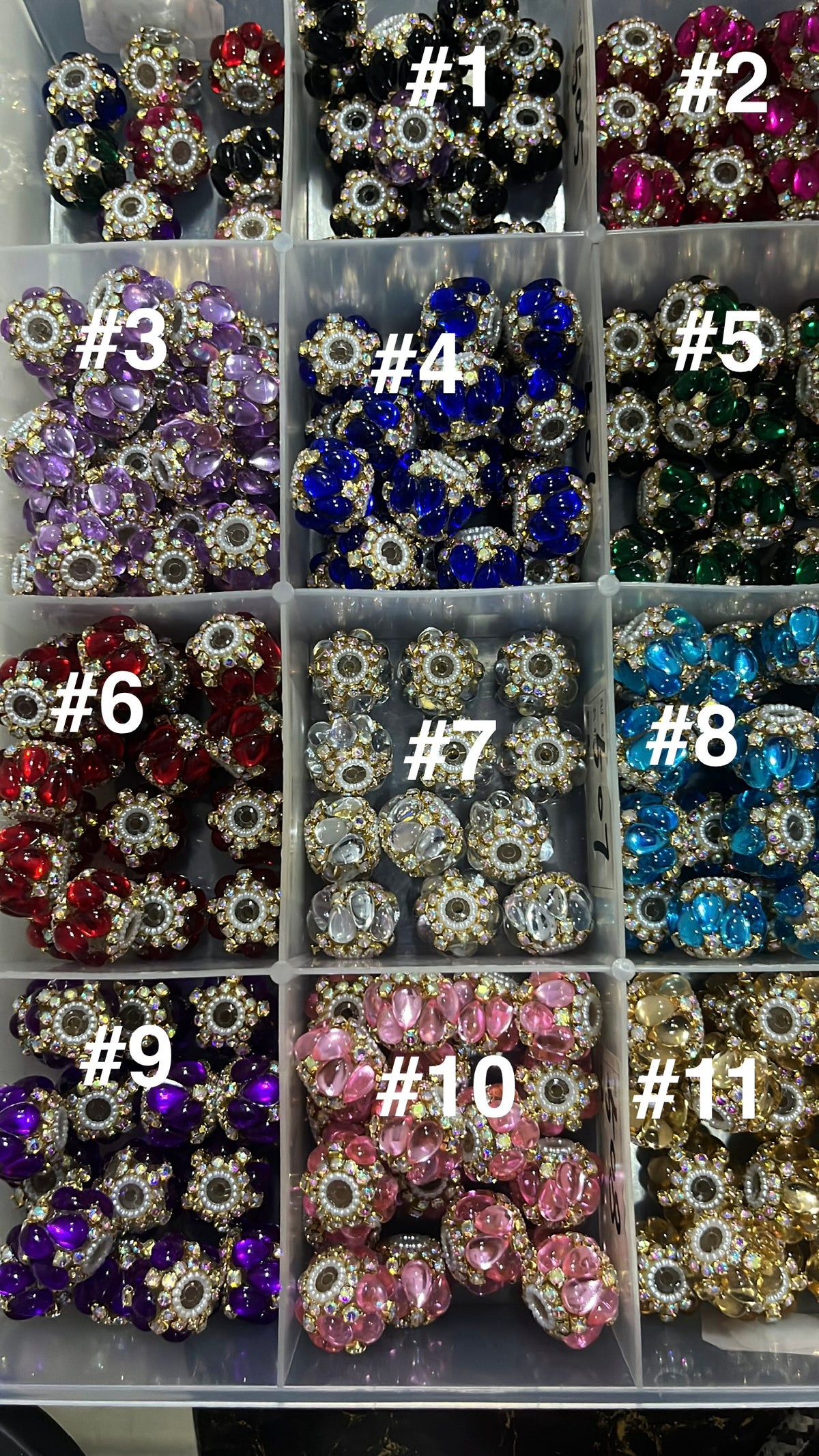 DIY beaded beadable fancy horse eye bubble beads ornaments with gold color rhinestone chain and pearl ,random mix