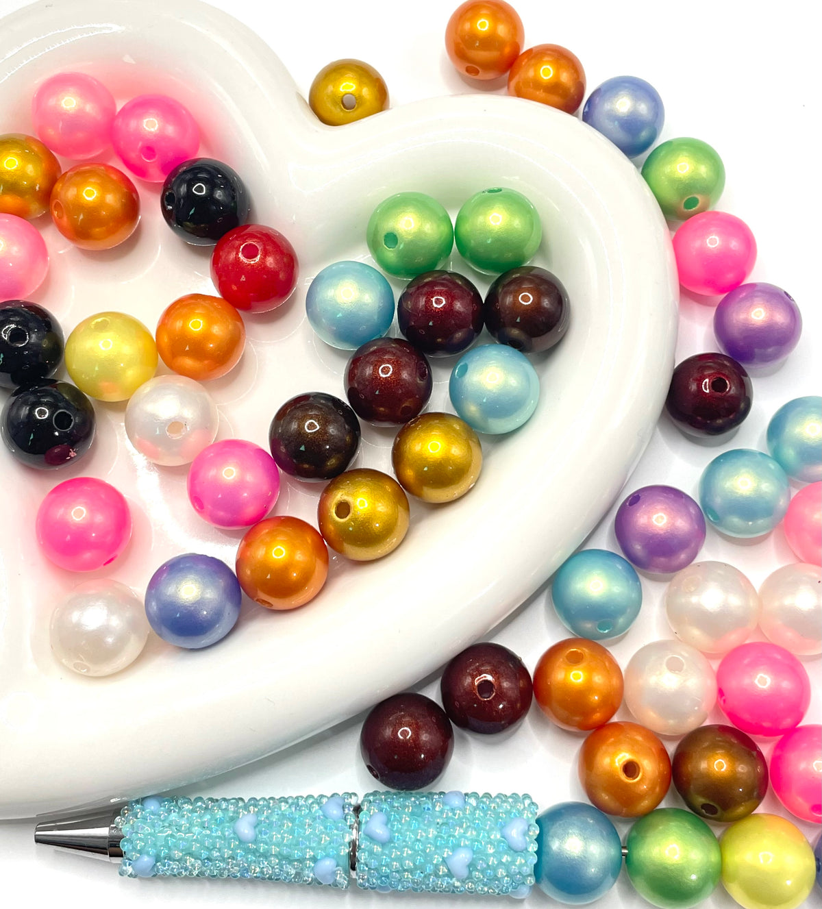Acrylic beads Colored solid-color acrylic beads Shimmering luster 16mm Random Mix