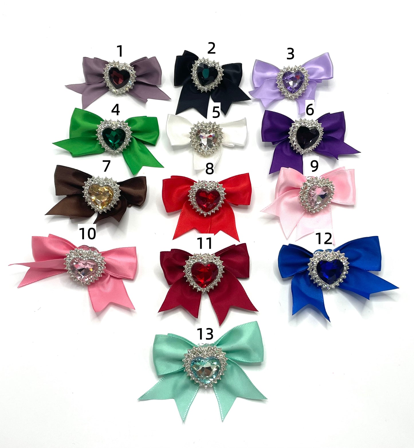 beaded beadable fancy bow bead with crystal heart textile bow ,colored,random mix