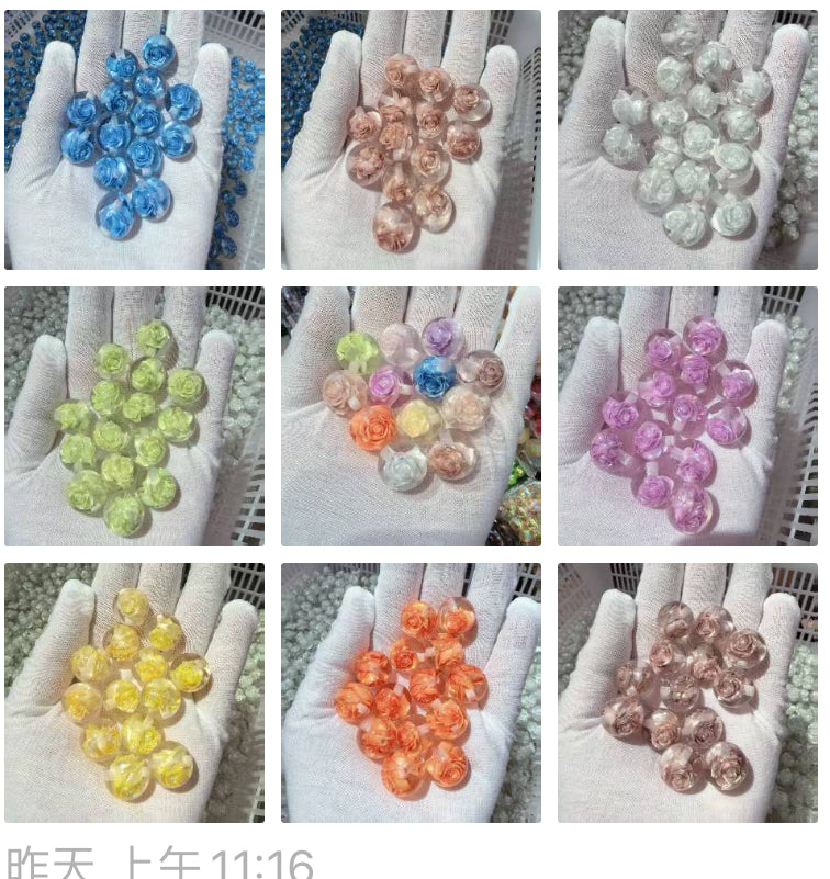 16mm acrylic resin beads with uv rose resin bead random mixed
