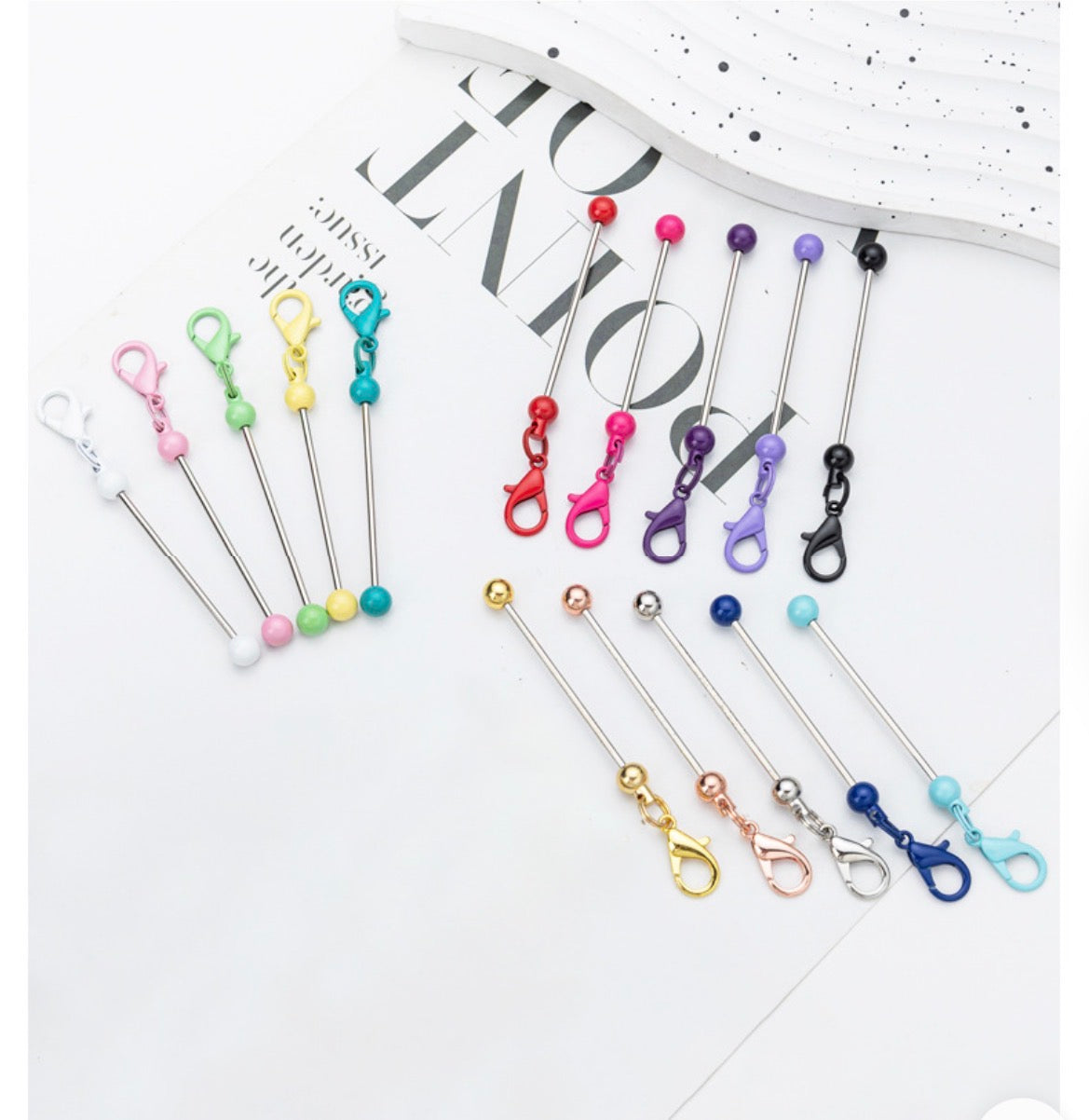 diy beaded beadable keychain with bar metal keychain samll keychain