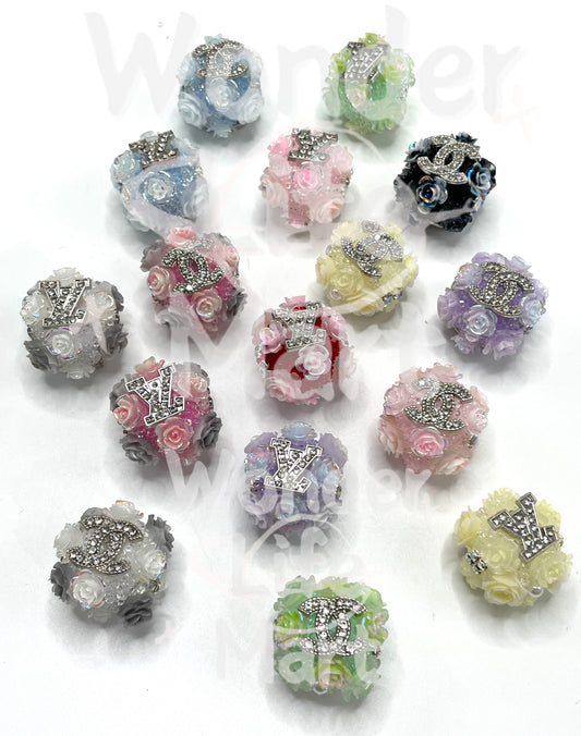 diy beaded beadable design beads Sugar beads cc L house Metal alloy Designer Fashionable items Flower beads Random Mix 18mm