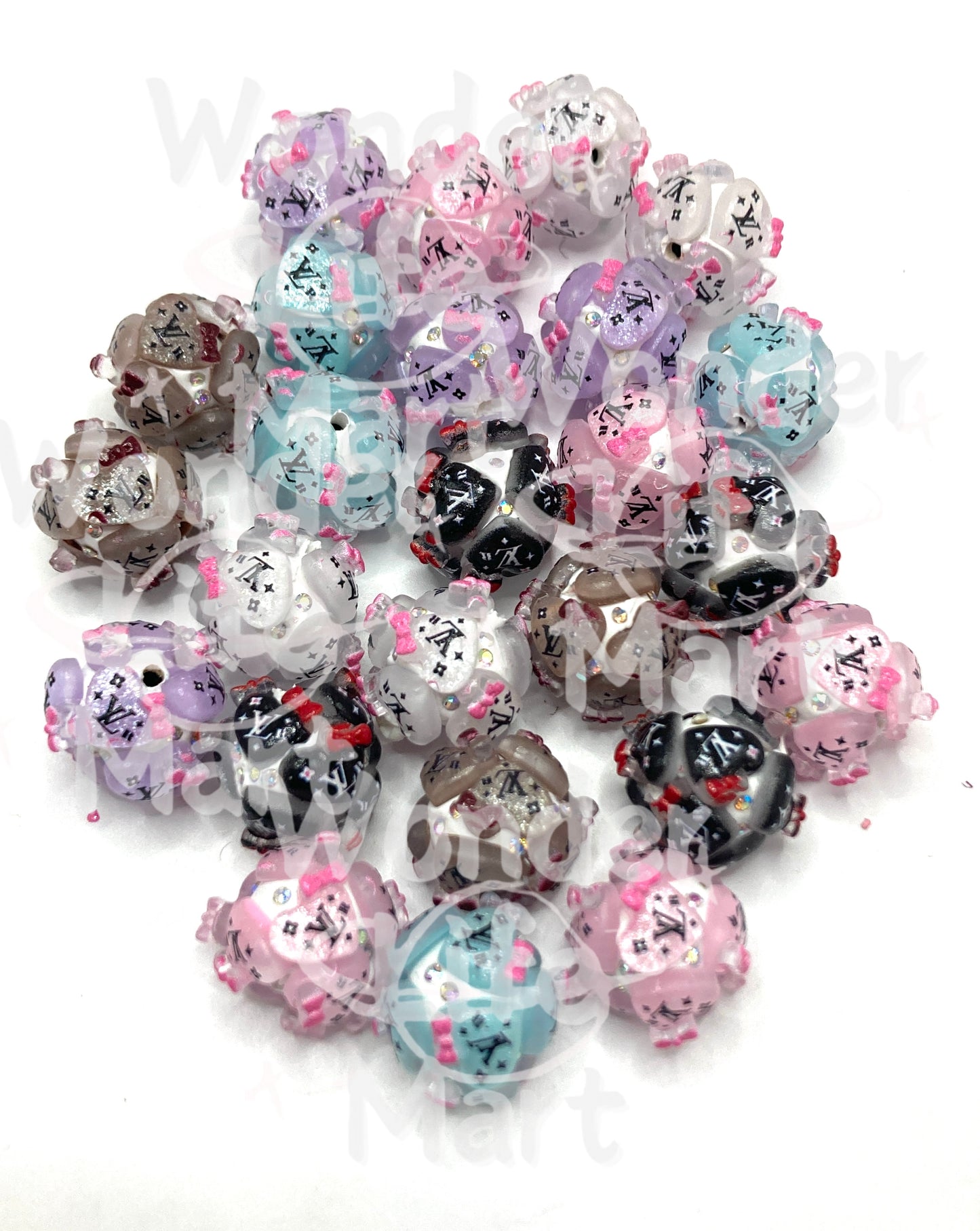 Clay beads L.V Hip-hop brand beads Logo beads Clay heart beads Random Mix