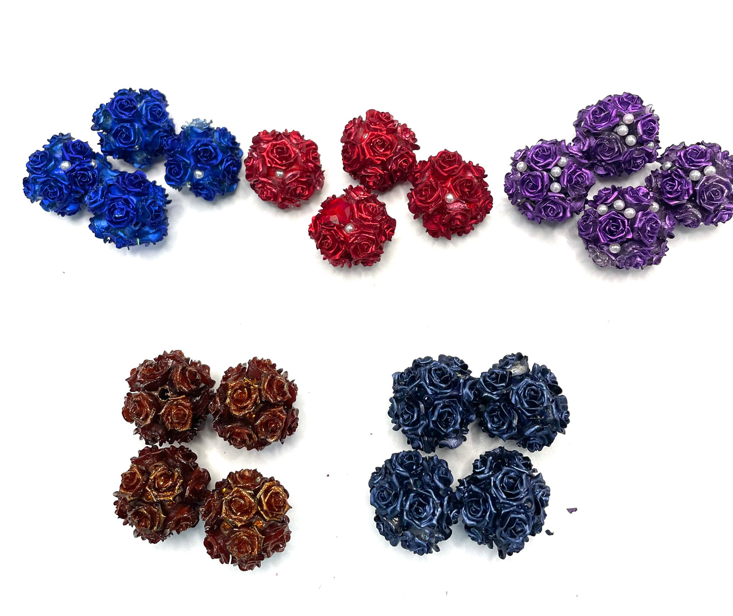 fancy rose flower bead diy beads colored random mix