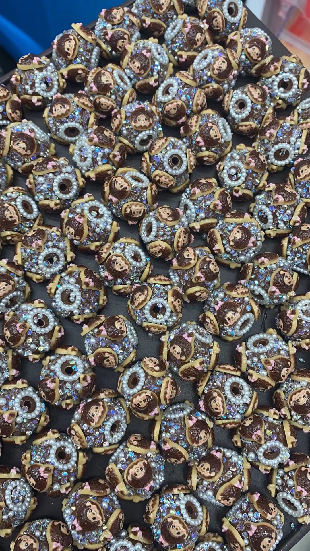 Beaded beadable monchichi figure character sugar pearl beads