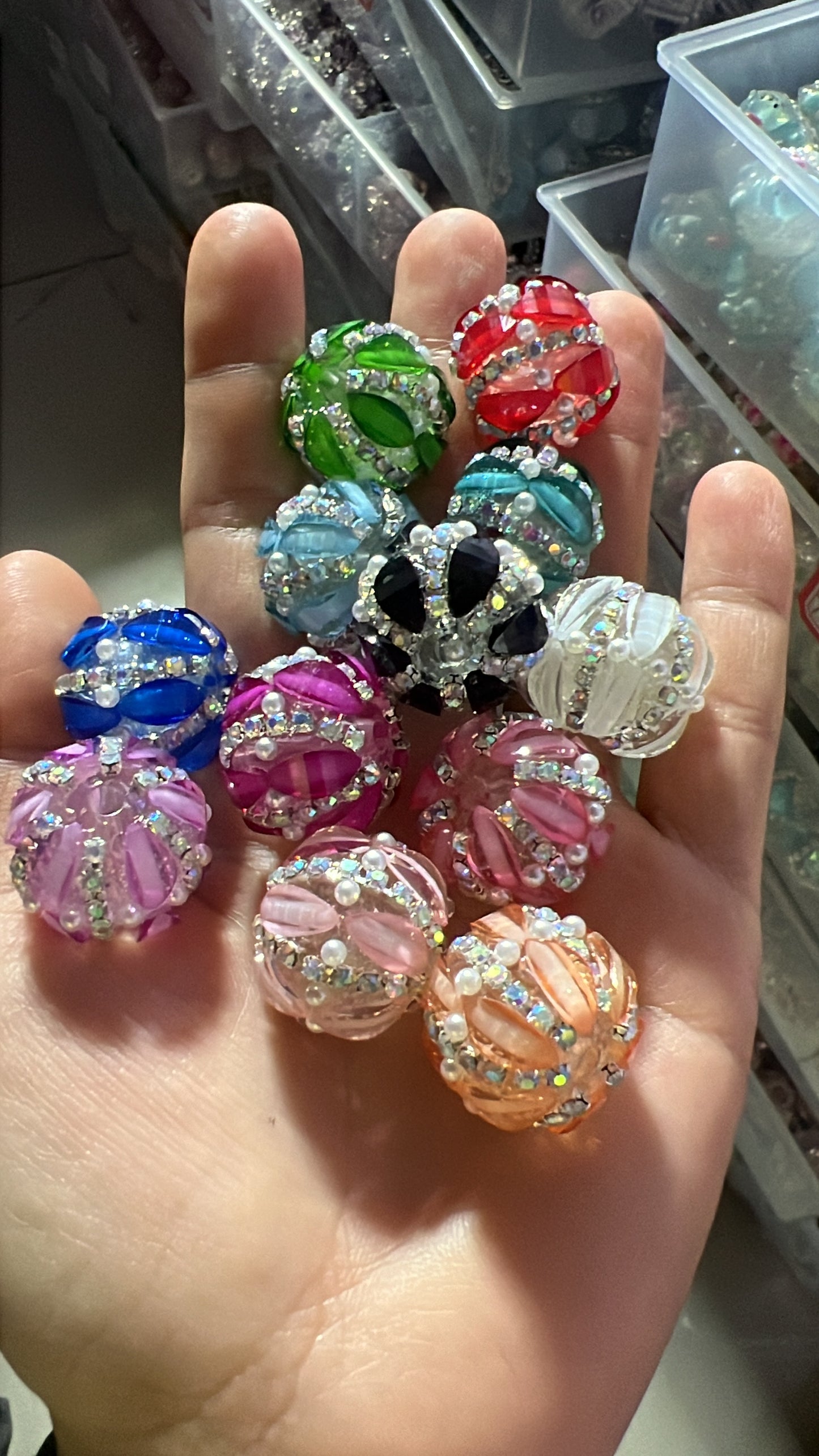 fancy lantern bead with pearl trans parent bead fancy bead