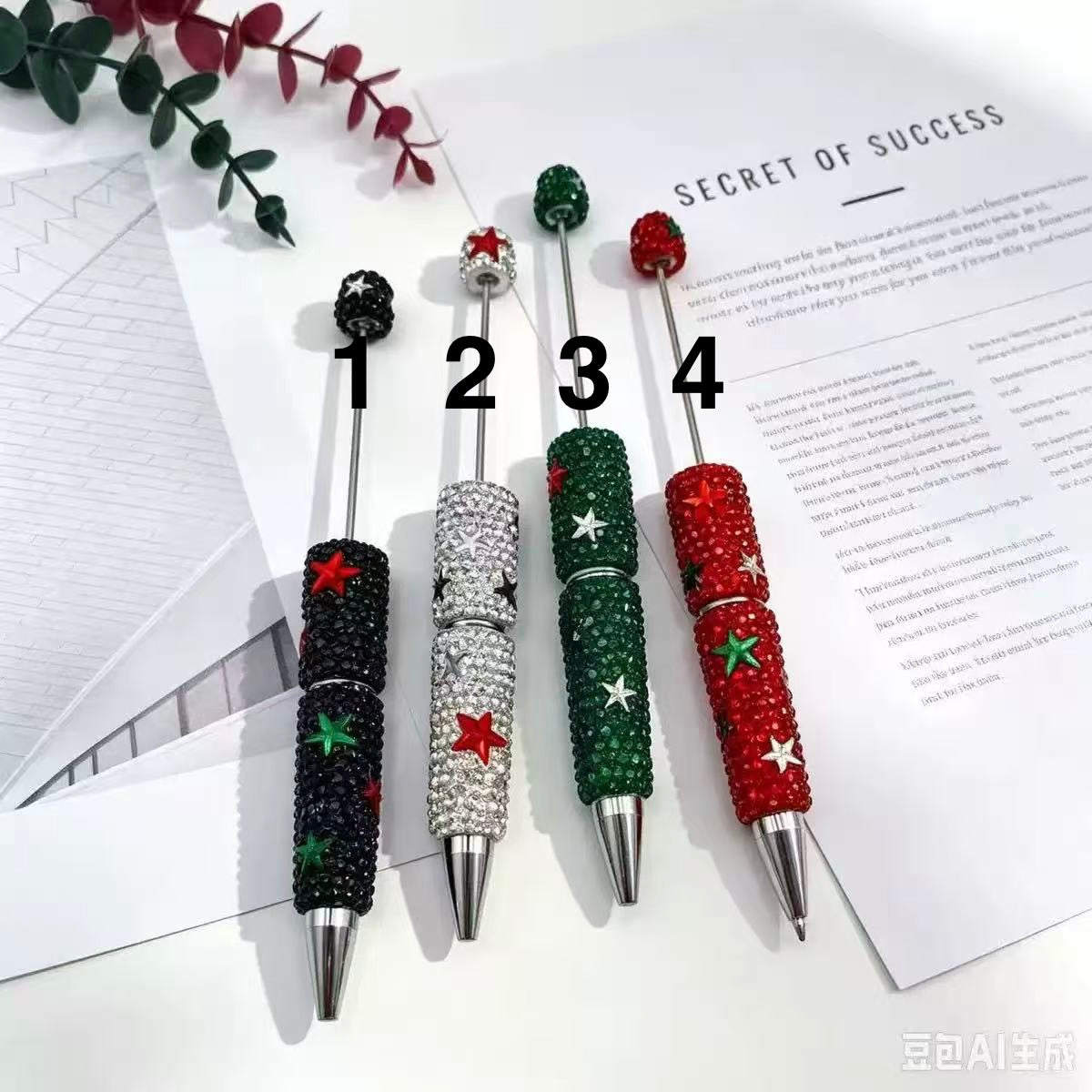 -#1-#4 diy beaded beadable fancy rhinestone pen ornaments with star christmas vibe color