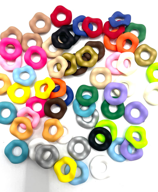 Beaded beadable wavy wave acrylic plastic spacer matte color,random mix 12mm Matte