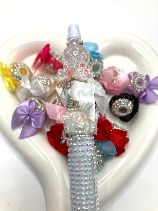 Acrylic beads Love-themed bowknot textile bow acrylic beaded necklace Random Mix (xiao)