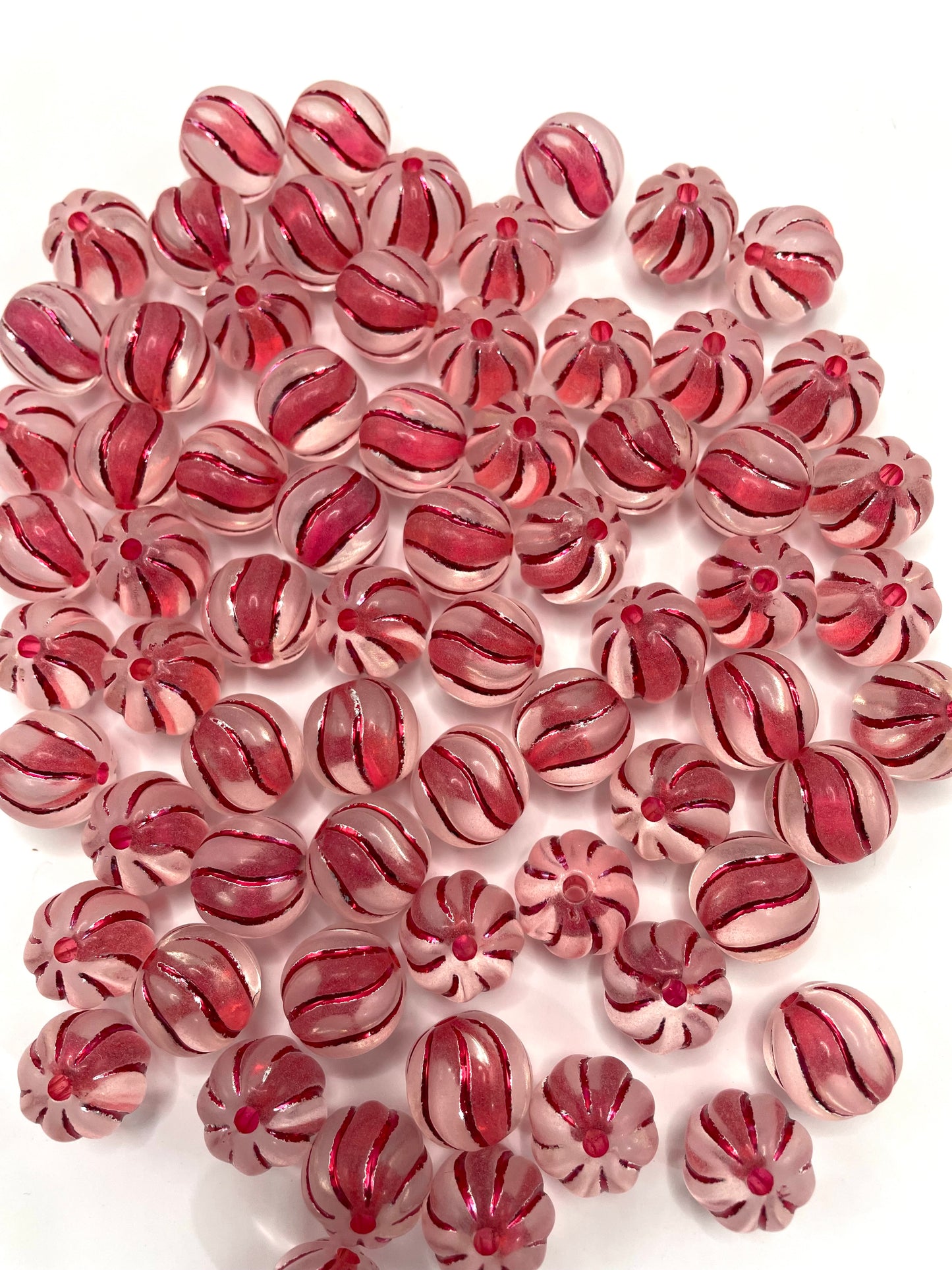 acrylic bead pumpkin bead colored with line ,16mm