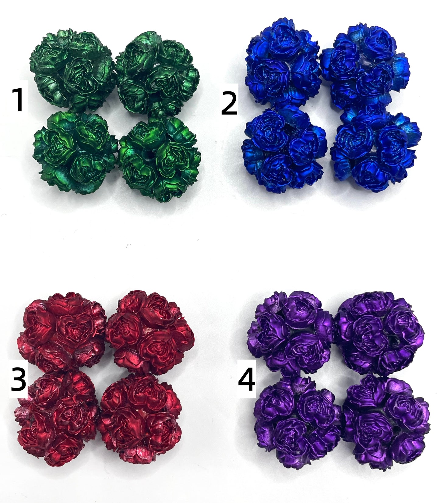 Christmas color scheme Heart flower Rose flower Clay flower beads Random Mix 20mm