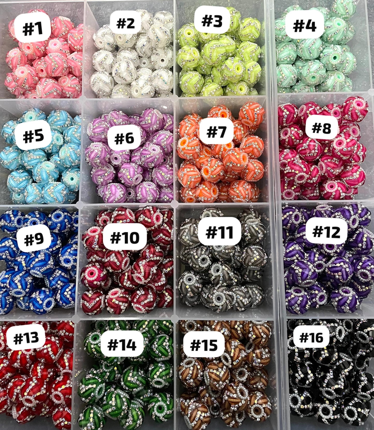 Beaded beadable fancy beads lantern beads with rhinestone chain and pearl fancy bead,colored ,random mix