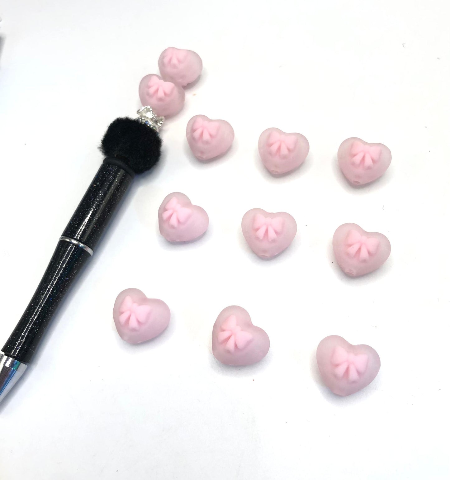 acrylic bead matt color heart with bow matt heart bow bead 17mm