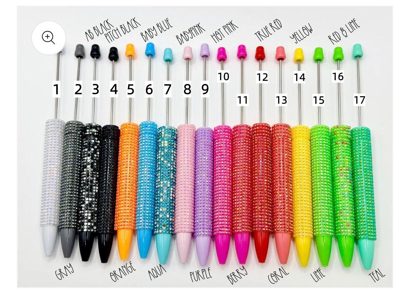 DIY Bead Pen Wrap Rhinestone Neon pen Stud Pencil Random Mix