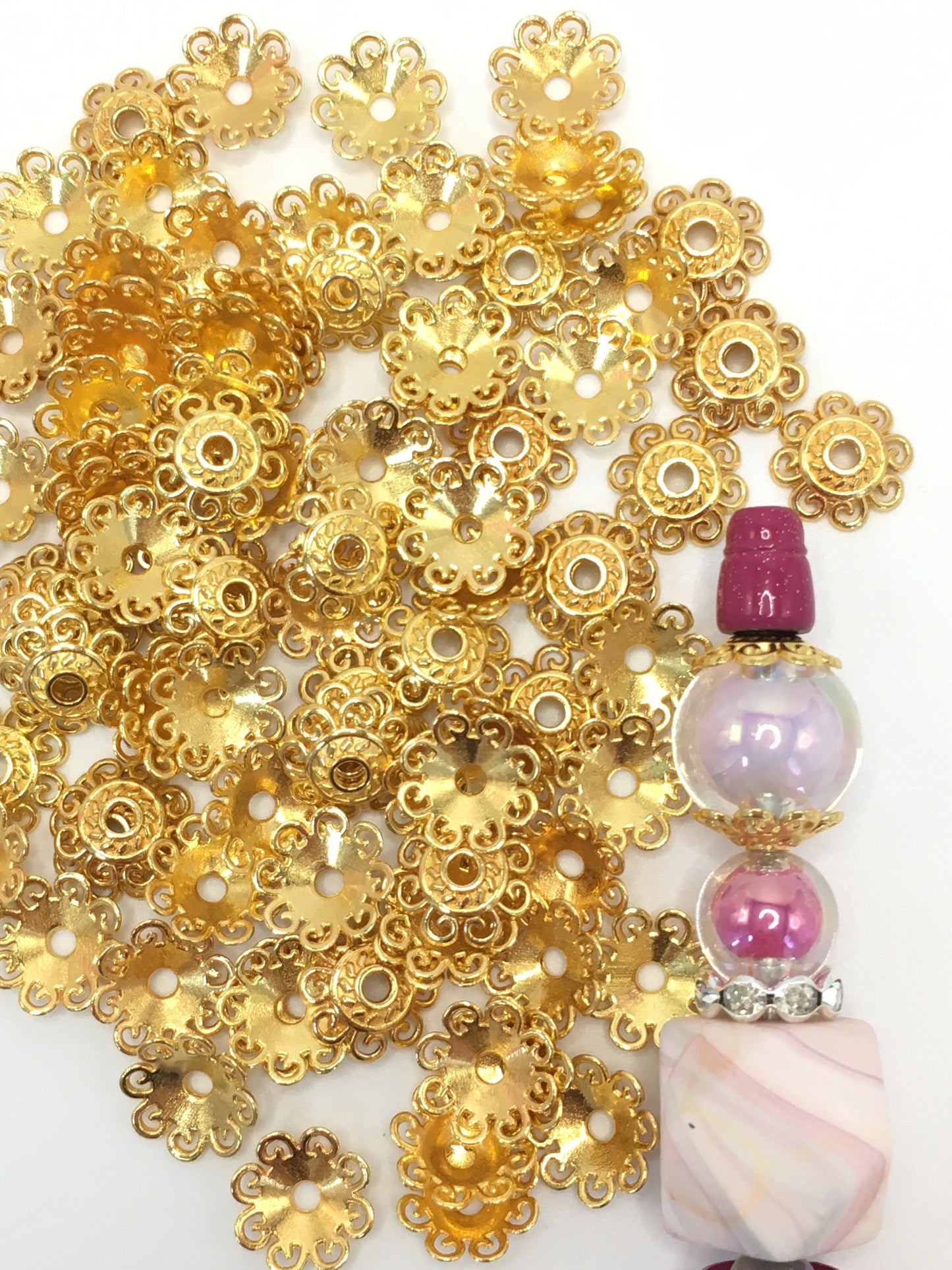 metallic bead cap Metal Spacers Round Lace Flowers Style,12mm