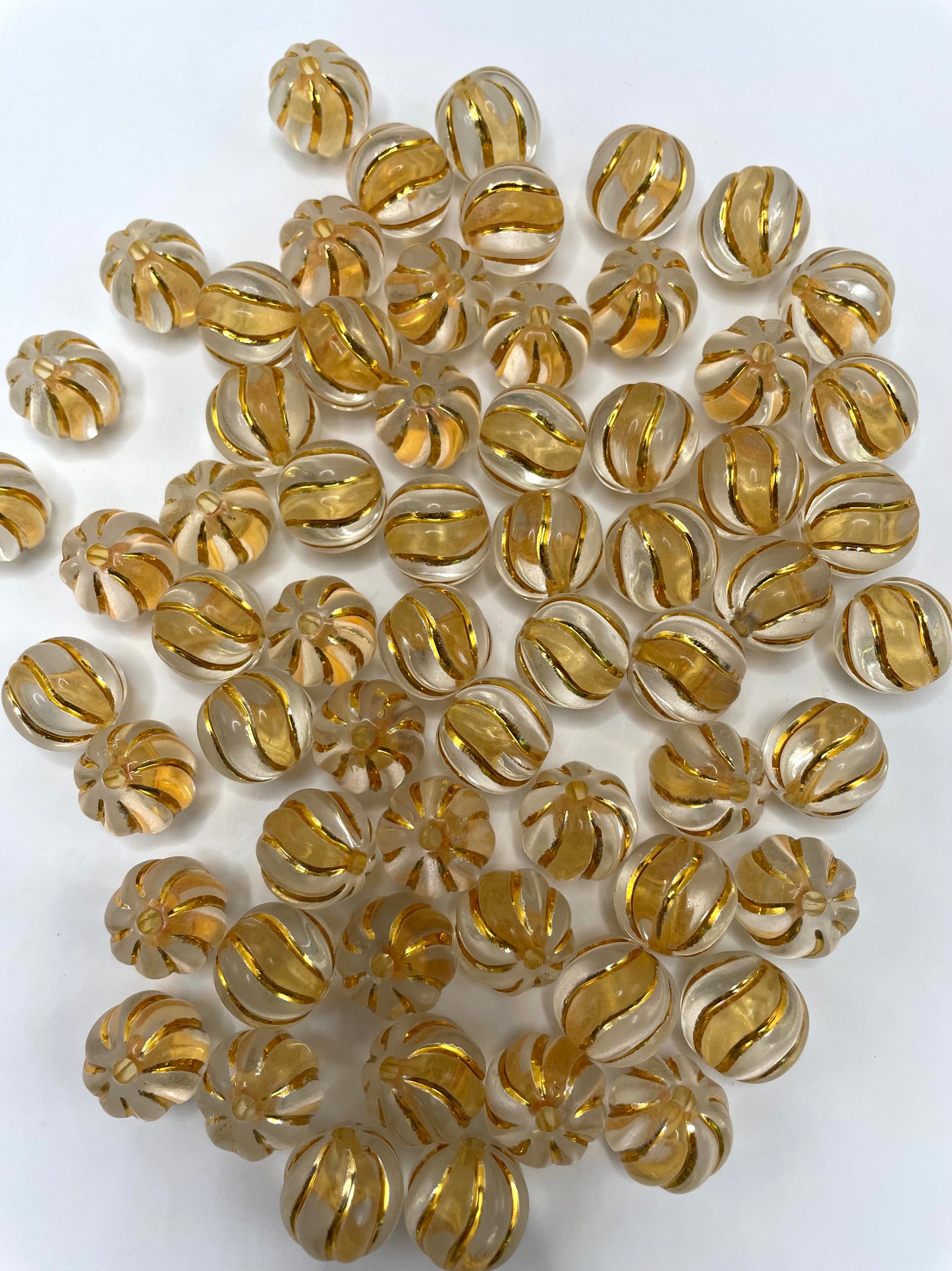 acrylic bead pumpkin bead colored with line ,16mm