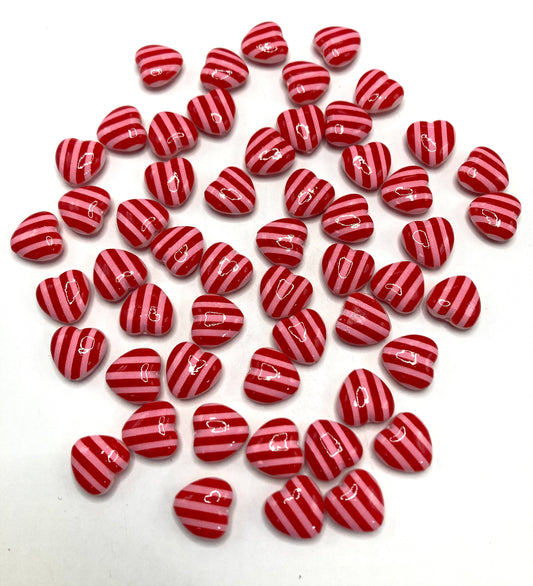 Acrylic Striped heart Valentine's Day color scheme Pink striped heart-shaped beaded necklace 12mm