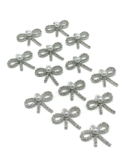 Metal alloy DIY BOW Hanging piece Pendant Inlay Rhinestone