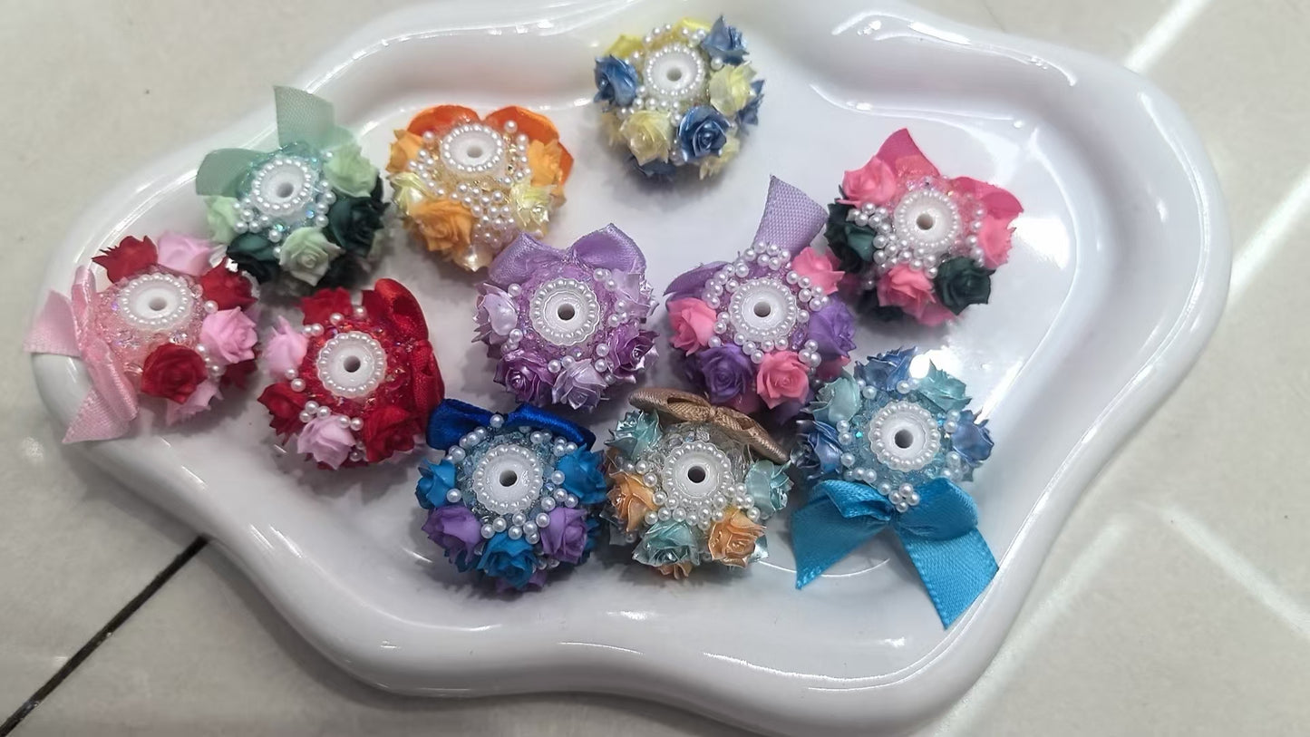 Flower beads multi color flower beads flower with pearl beads random mixed