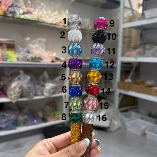 DIY beaded beadable fancy beads ornament with rhombus diamond-check colored stone, random mix
