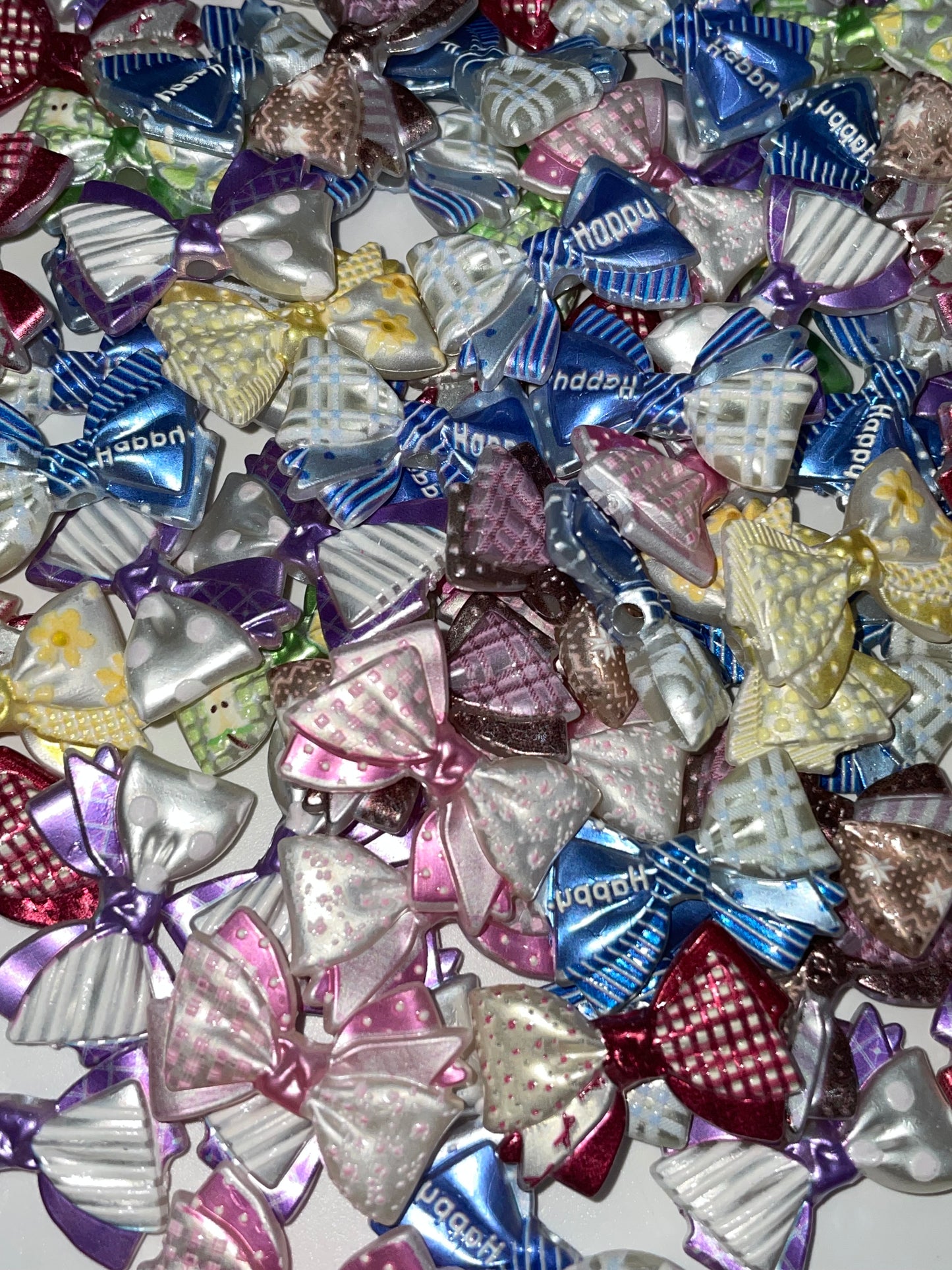 Acrylic bow Multiple patterns Belt bow DIY beading project Random Mix 31mm