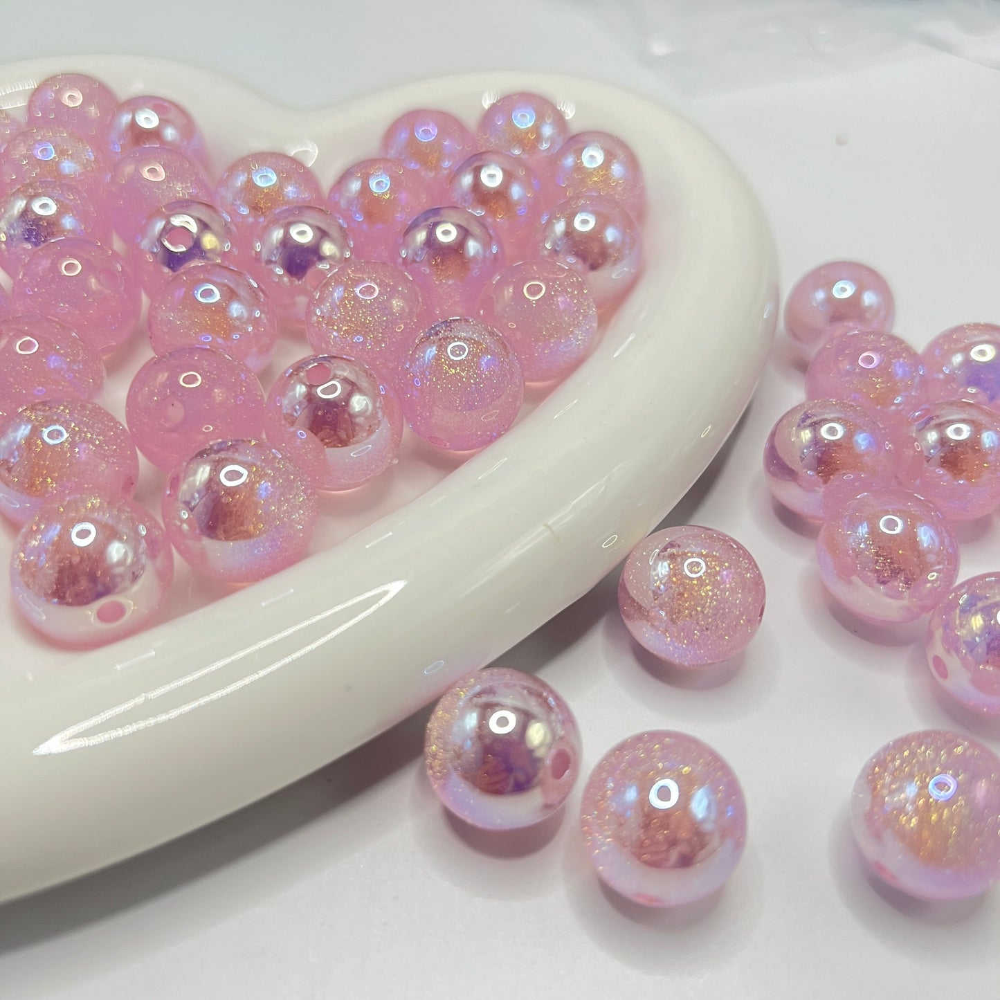 acrylic uv galaxy glitter beads diy beads colored random mix 16mm