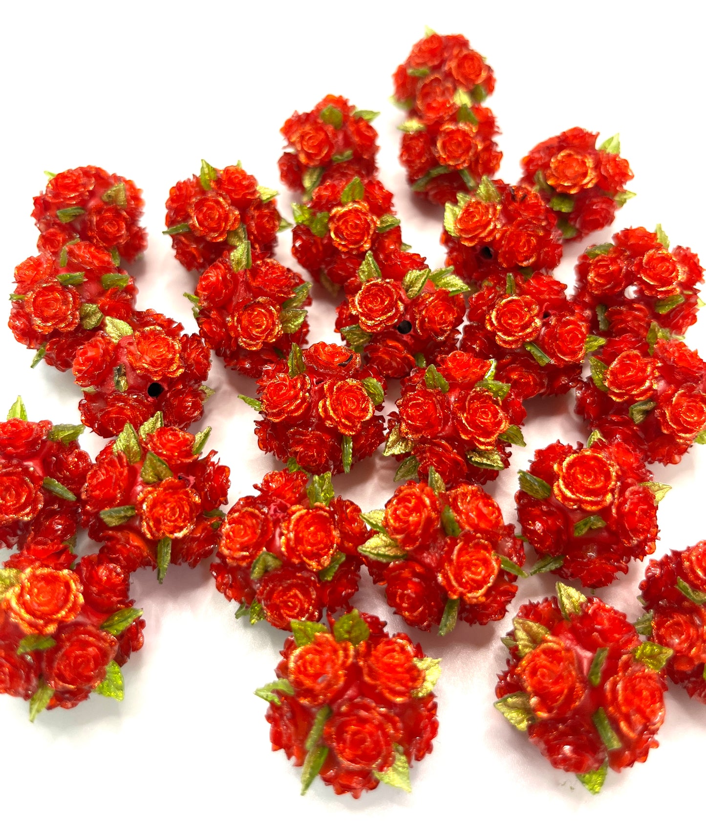 soft rose flower with green leaf fancy bead flower bead