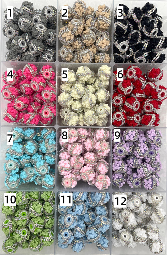 Fancy Beads Fuzzy Heart Rhinestone Chain Pearl gasket spacers Acrylic beads 18mm Random Mix