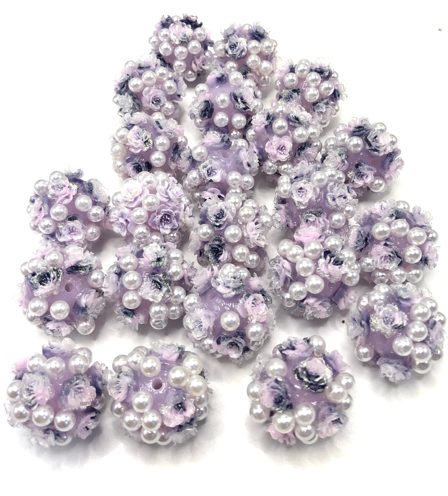 acrylic base bead soft rose flower ornament with peral colored ,random mix