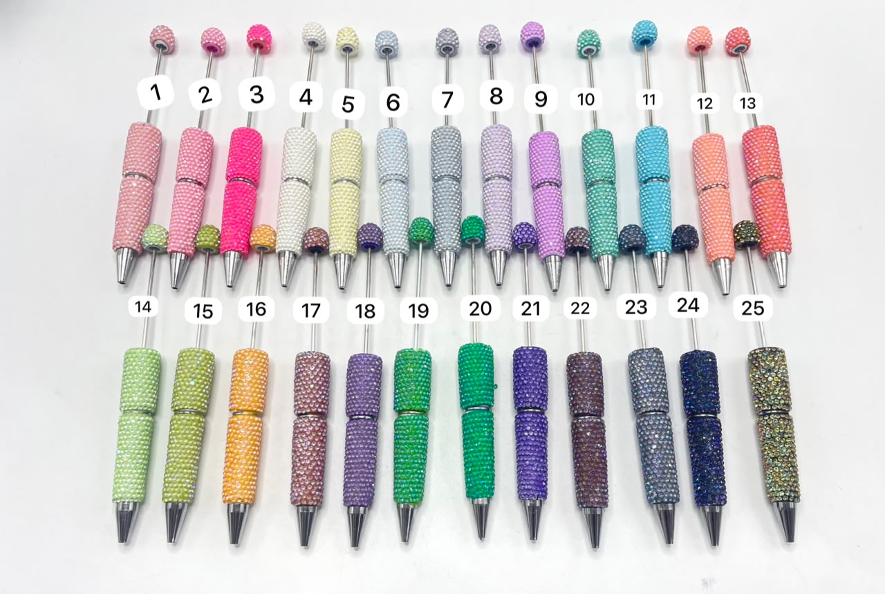 #1-#25 solid color with glitter Diy beaded beadable jelly rhinestone neon colors Clay pen neon pen Neon color Rhinestone DIY Colorful Clay Writing Tools Random Mix(副本)