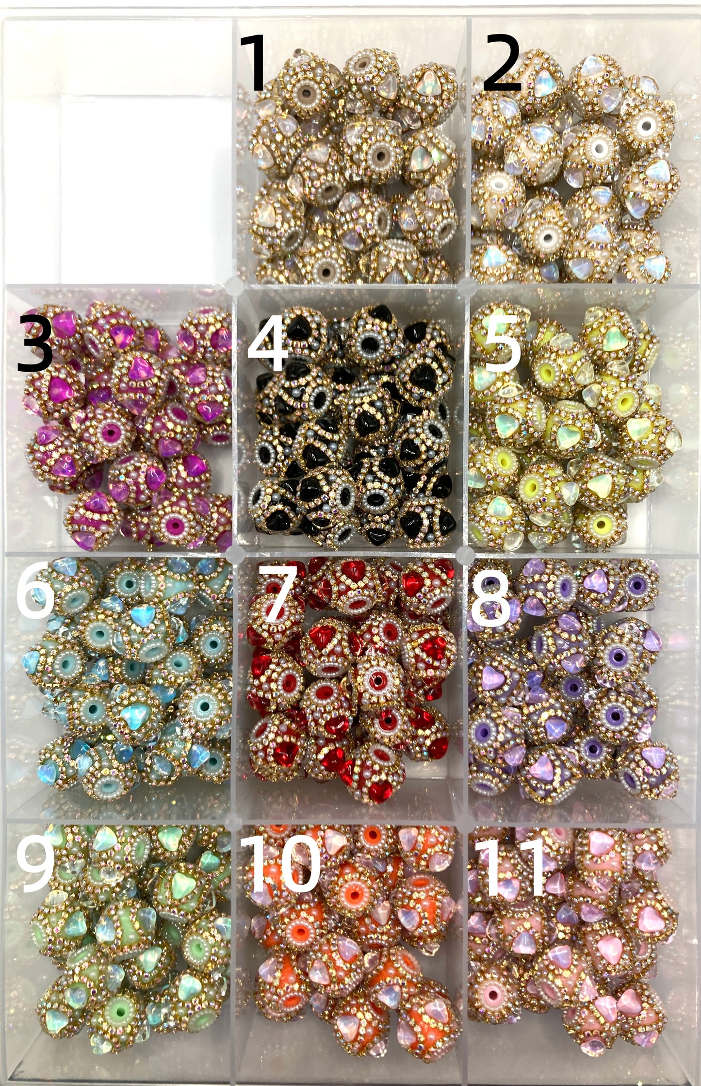 Fancy Beads Golden Chain Heart Bubble Pearl gasket Beads 21mm Random Mix
