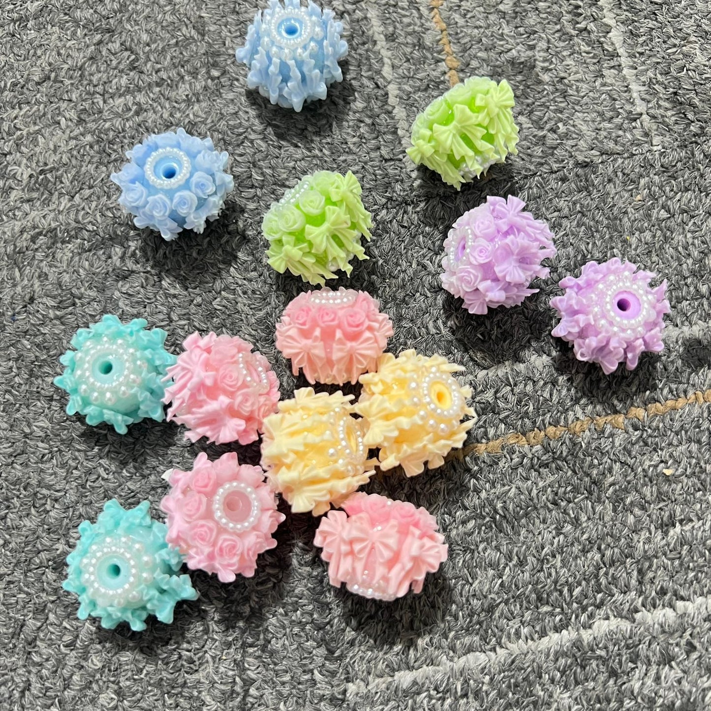 diy fancy flower beads rose flower with bow and pearl colored random mix beaded beadable flower