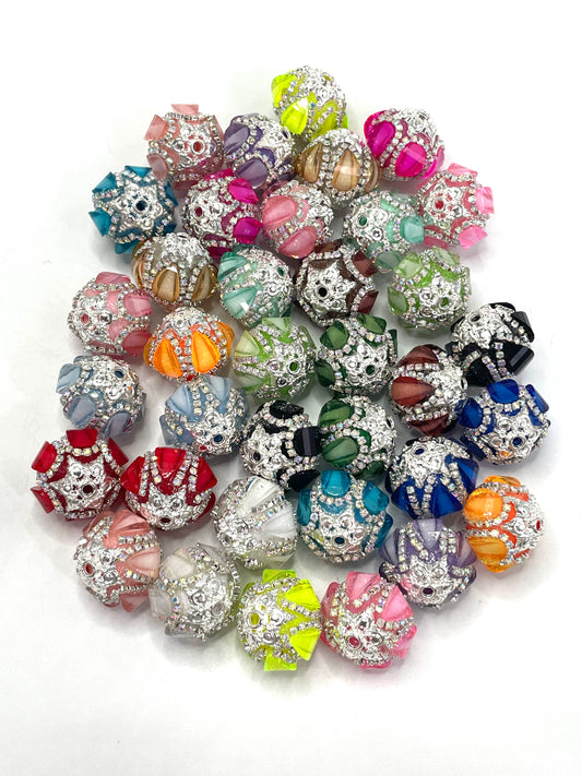Fancy Beads Golden and silver colors Golden gasket spacers Rhinestone Golden Chain lantern Pumpkin beads Random Mix 18mm