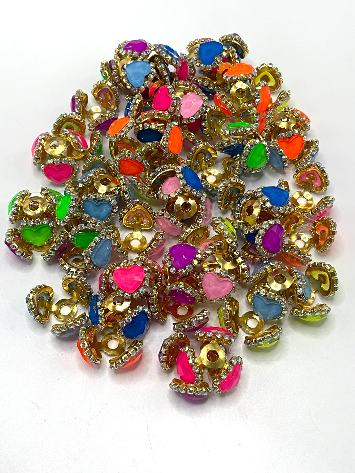 neon spacer Gold neon Glass Mirror Heart Jutuo Golden and silver colors