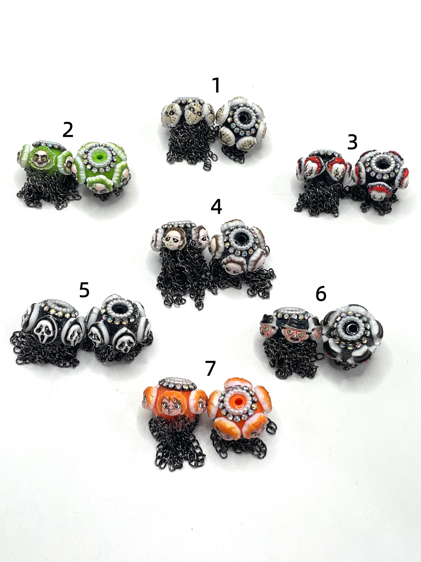 Halloween Series Horrible character beads Chain pendant beads Pearl ring spacers Random Mix