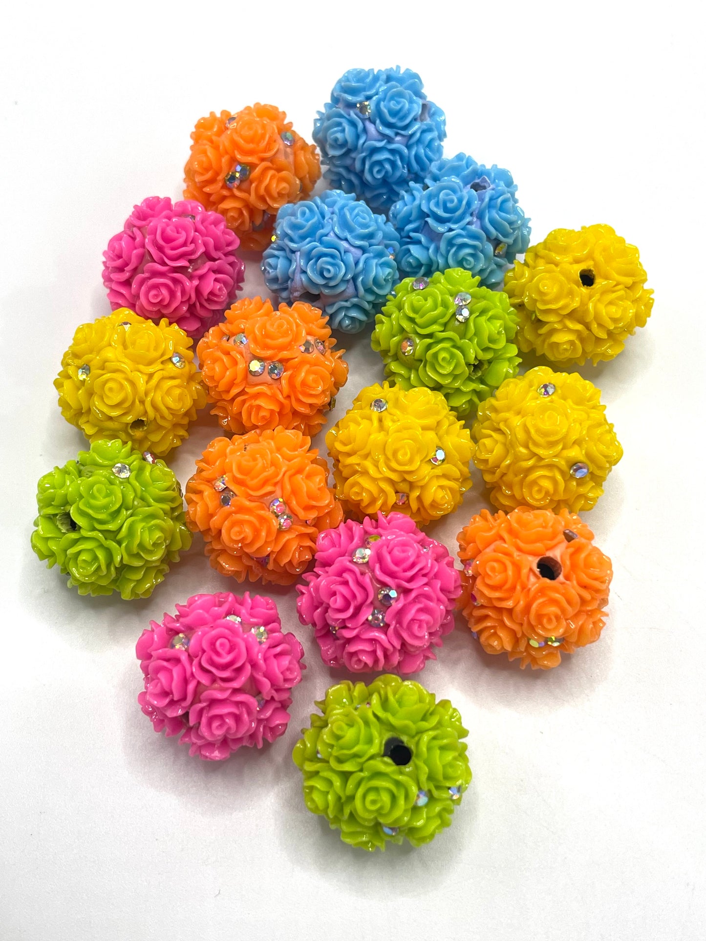 Flower bead Colorful flowers with rhinestones Clay flower beads 20mm Random Mix