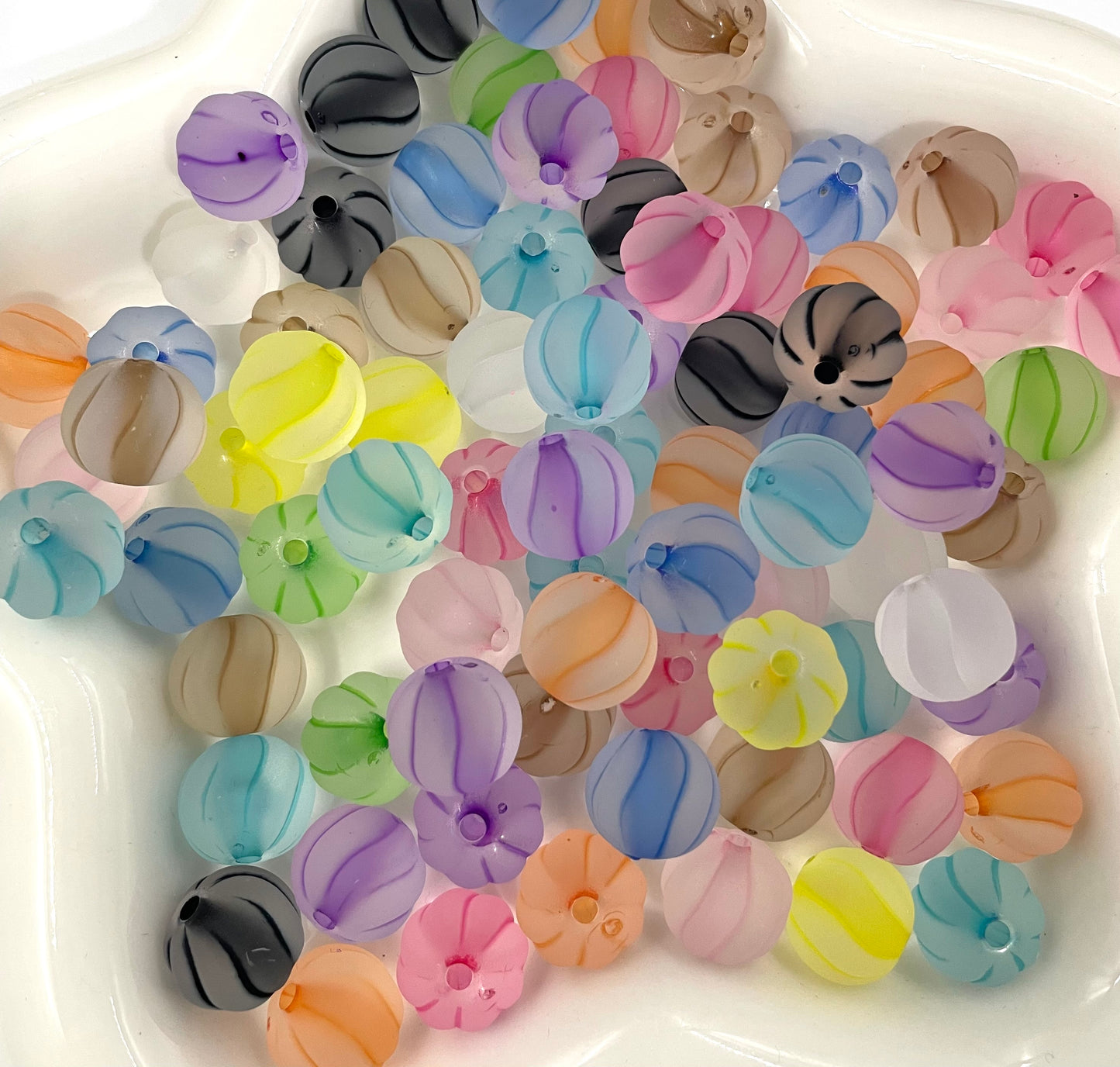 Acrylic beads Transparency Matte Neon Rotating patterns Pumpkin beads 16mm