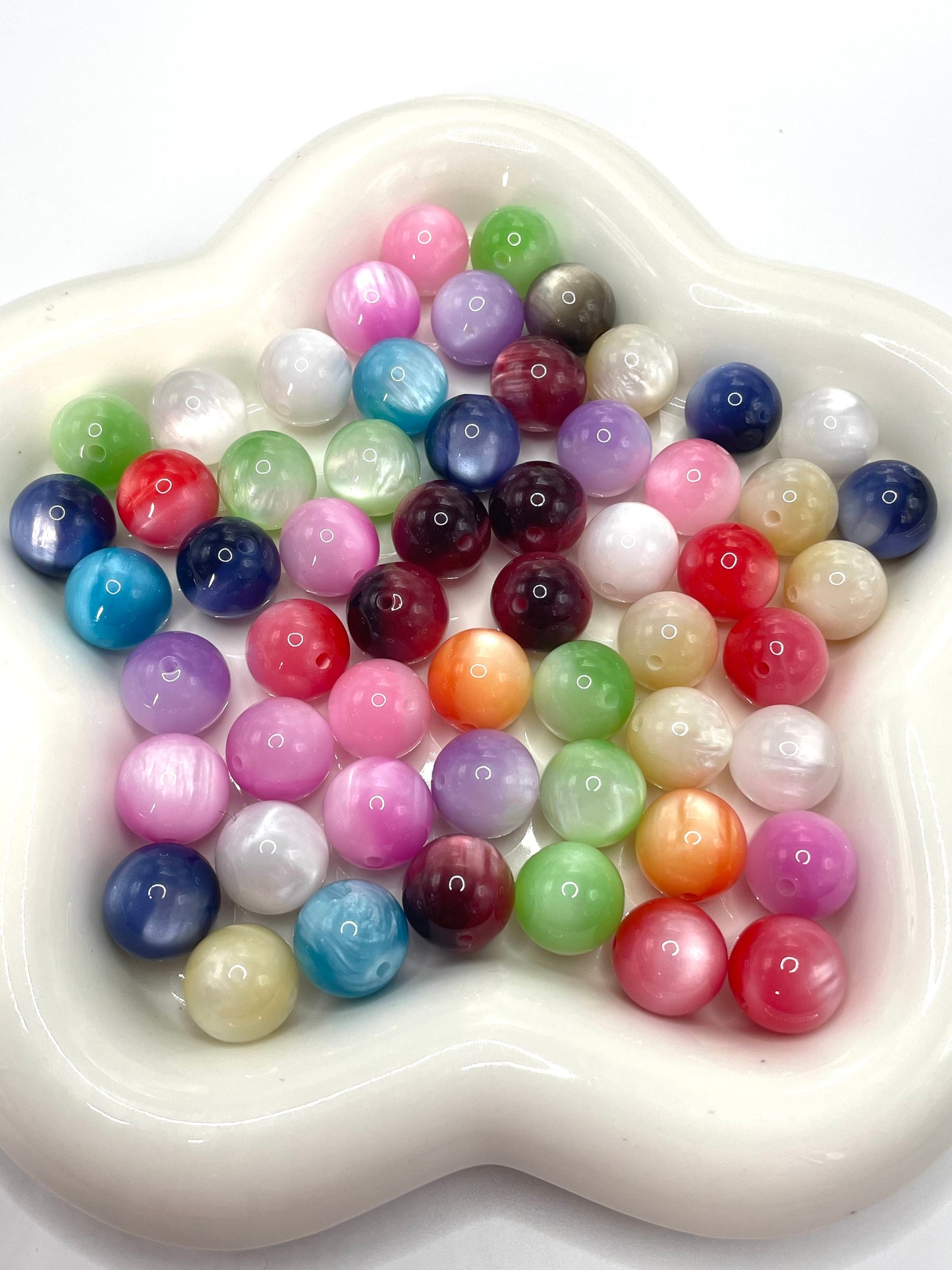 Acrylic beads Cat's eye beads glitter Light-colored beads 16mm Random Mix