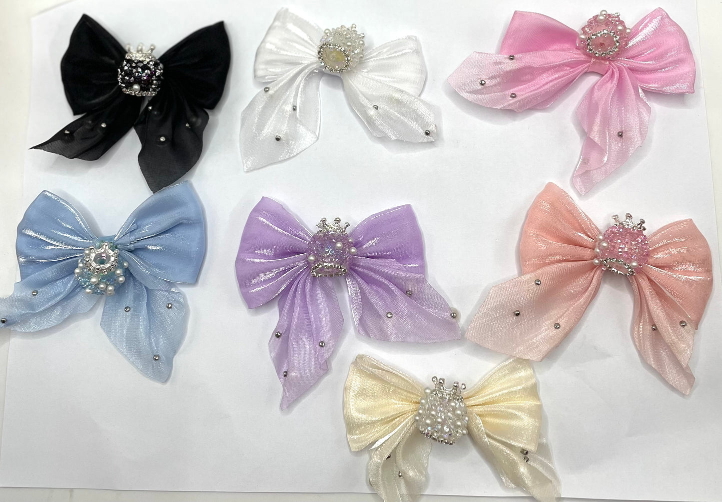 more colors textile fabrica with crown bead fancy bead silk bow pillow fancy bead craft with crown organza silk finishing bow ,ornament with pearl and sugar stone, delicate handcraft ,randon mix color