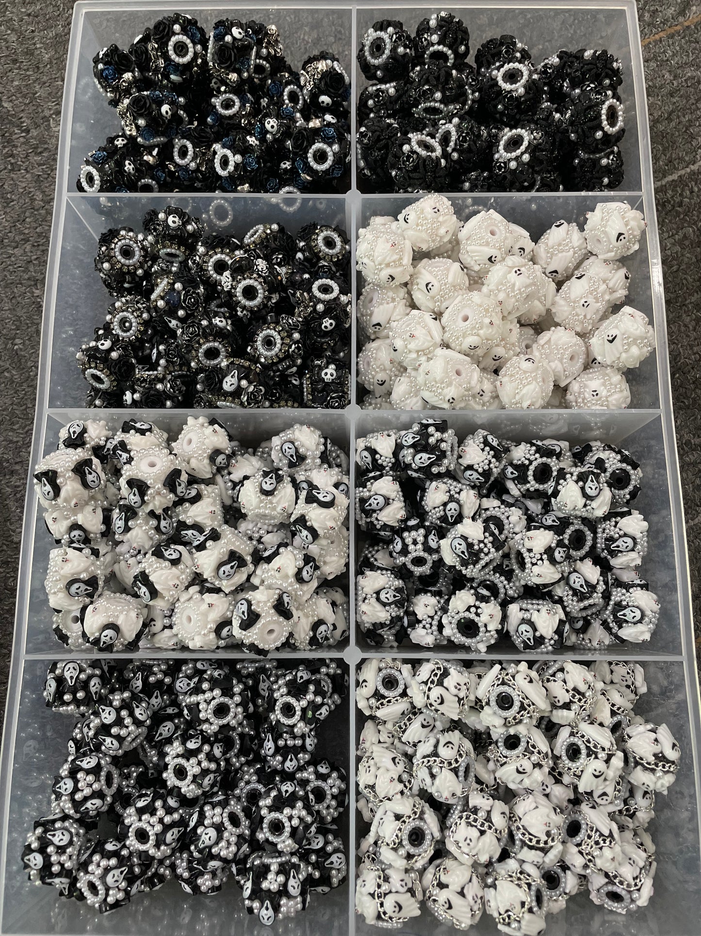 acrylic base bead halloween fancy bead ornaments with skull ghost pumpkin ,random mix color